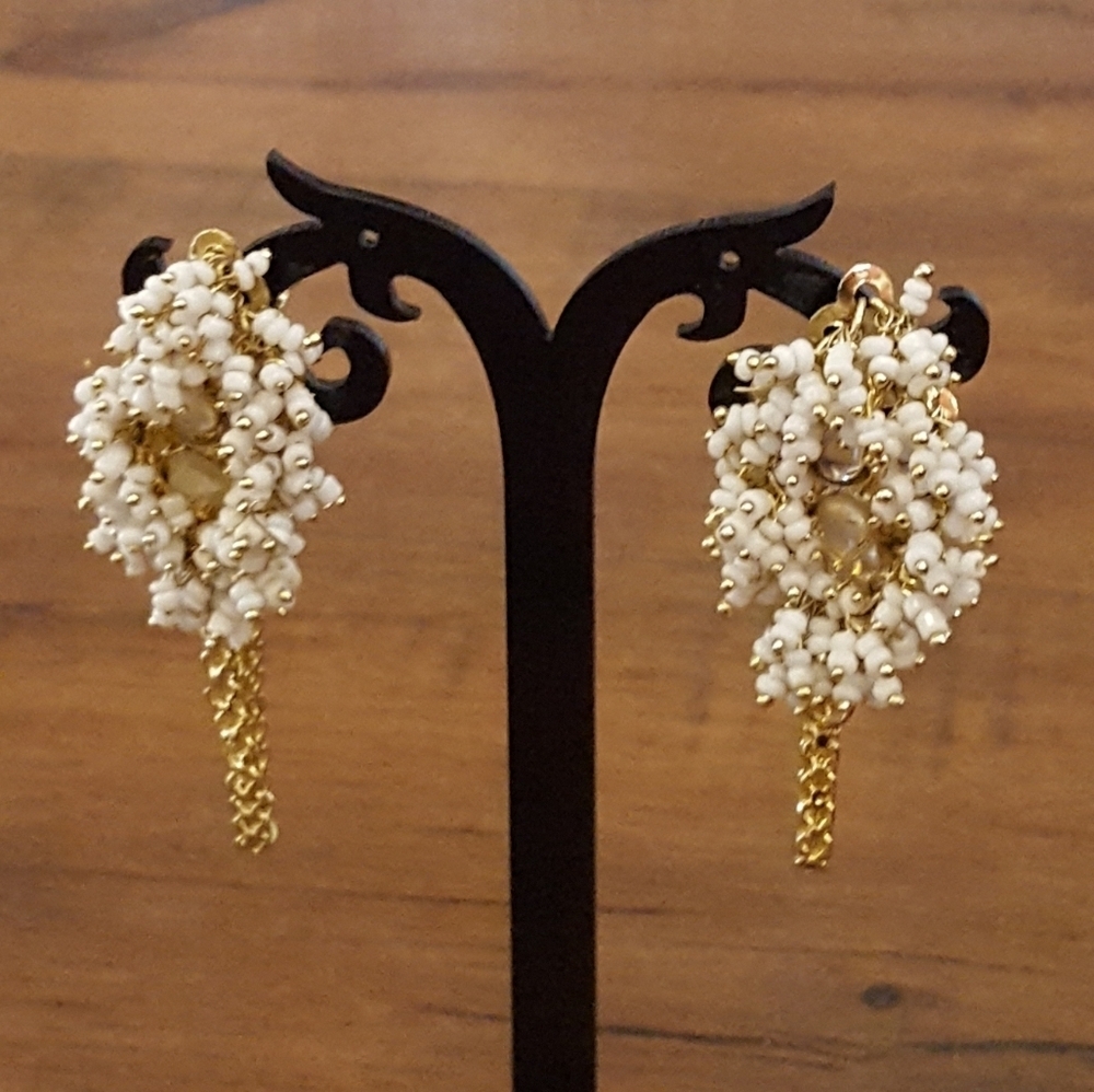 Vintage - Bead & Rhinestone Droplet Earrings